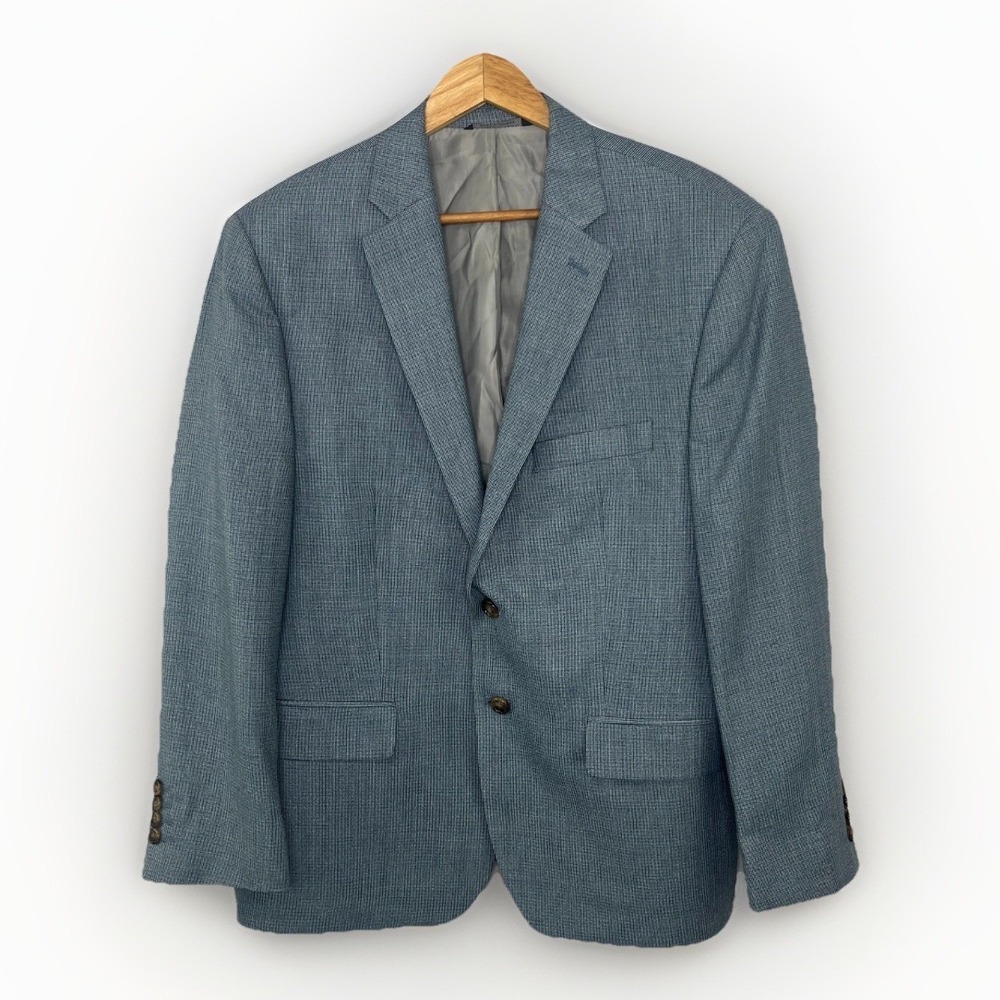 Ralph Ralph Lauren Blazer Mens 42S Silk Wool Sport Jacket Blue Microcheck Canada
